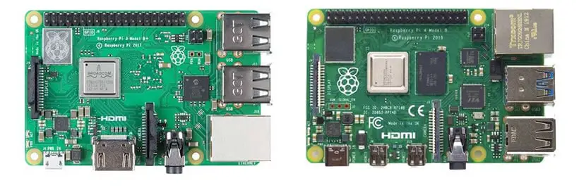 The Raspberry Pi 3b+ and Raspberry Pi 4