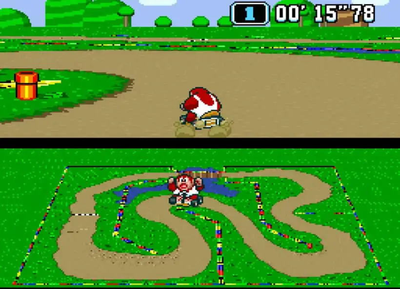 Super Mariokart on the Super Nintendo