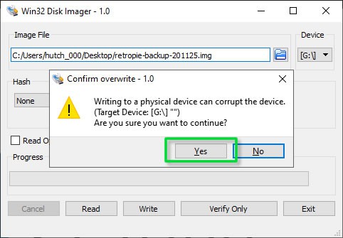 Win32 Disk Imager corruption warning