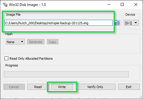 Win32 Disk Imager write to SD card