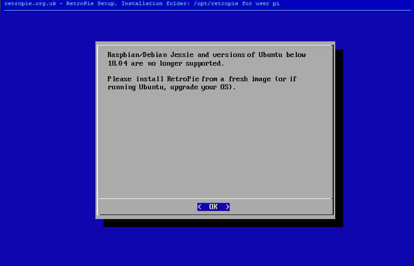 Raspian Jessie not supported message